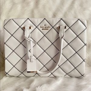 Kate Spade Emerson Place Olivera Handbag in White with Black Stitching